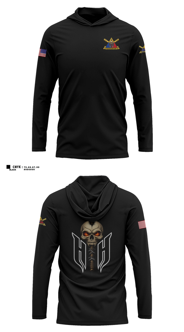 Long Sleeve hooded sunshirt, 1AD DIVARTY HHB, Army, Teamtime, Team time, sublimation, custom sports apparel, team uniforms, spirit wear, spiritwear, sports uniforms, custom shirts, team store, custom team store, fundraiser sports, apparel fundraiser
