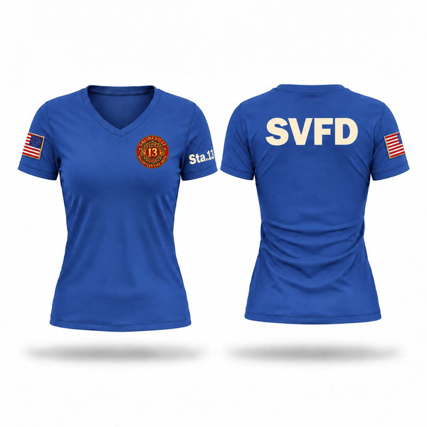 Womens Short Sleeve Vneck Shirt, Salineville fire department, Fire Department, Teamtime, Team time, sublimation, custom sports apparel, team uniforms, spirit wear, spiritwear, sports uniforms, custom shirts, team store, custom team store, fundraiser sports, apparel fundraiser