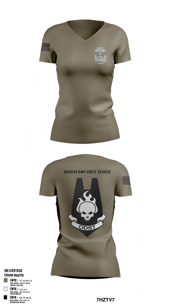Women's Short Sleeve Vneck Shirt, 24th MP DET CID, Army, Teamtime, Team time, sublimation, custom sports apparel, team uniforms, spirit wear, spiritwear, sports uniforms, custom shirts, team store, custom team store, fundraiser sports, apparel fundraiser