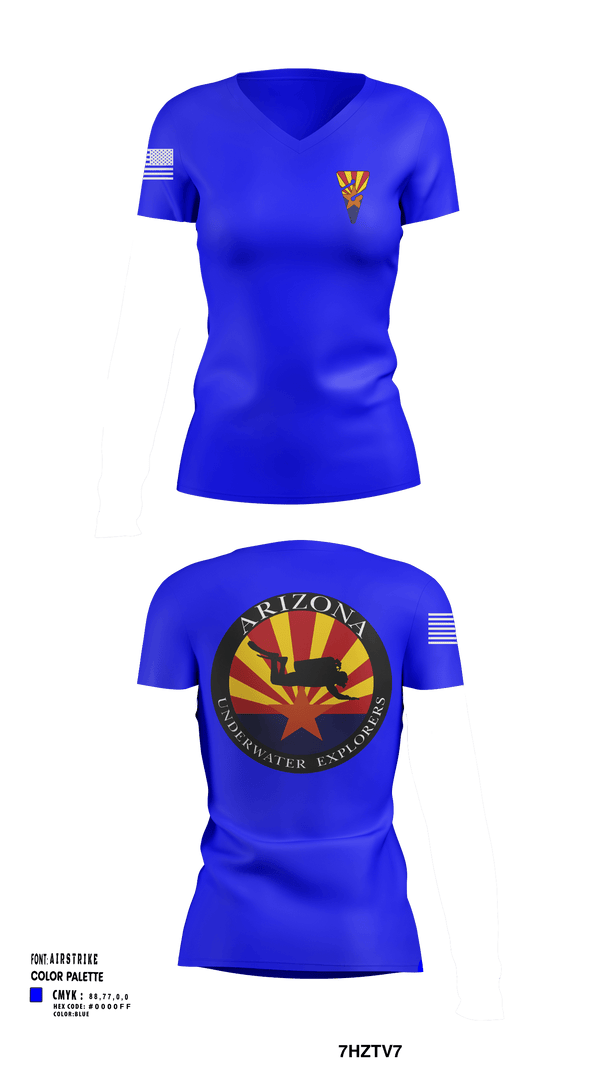 Women's Short Sleeve Vneck Shirt, Arizona Underwater Explorers, Police, Teamtime, Team time, sublimation, custom sports apparel, team uniforms, spirit wear, spiritwear, sports uniforms, custom shirts, team store, custom team store, fundraiser sports, apparel fundraiser