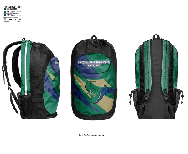 Gear Bag, La Costa Canyon High School Volleyball, Women's Volleyball, Teamtime, Team time, sublimation, custom sports apparel, team uniforms, spirit wear, spiritwear, sports uniforms, custom shirts, team store, custom team store, fundraiser sports, apparel fundraiser