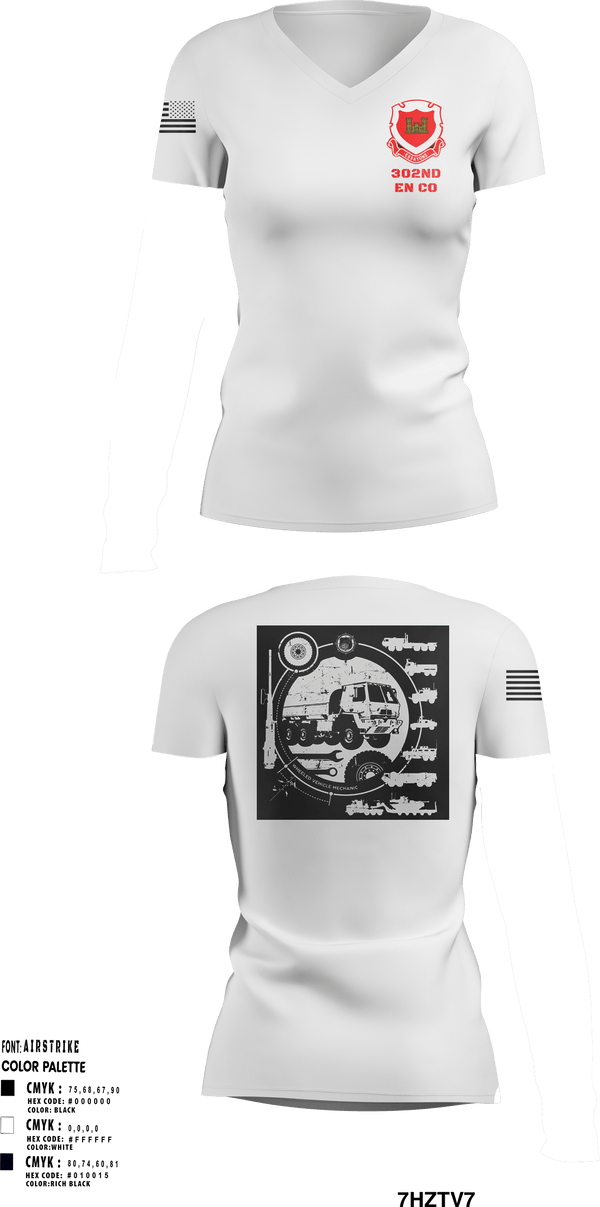 Women's Short Sleeve Vneck Shirt, 302nd EN CO, Army, Teamtime, Team time, sublimation, custom sports apparel, team uniforms, spirit wear, spiritwear, sports uniforms, custom shirts, team store, custom team store, fundraiser sports, apparel fundraiser