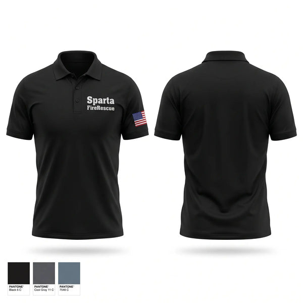 Short Sleeve Performance Polo, Sparta Fire/Rescue, Fire Department, Teamtime, Team time, sublimation, custom sports apparel, team uniforms, spirit wear, spiritwear, sports uniforms, custom shirts, team store, custom team store, fundraiser sports, apparel fundraiser