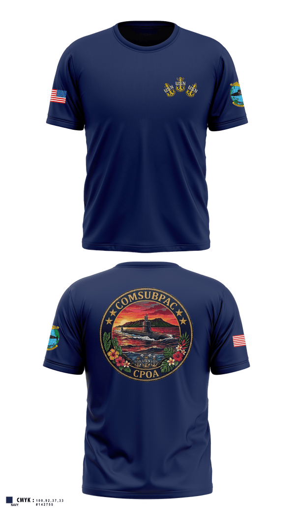 Old School Cotton Feel Shirt, COMSUBPAC CPOA, Navy, Teamtime, Team time, sublimation, custom sports apparel, team uniforms, spirit wear, spiritwear, sports uniforms, custom shirts, team store, custom team store, fundraiser sports, apparel fundraiser