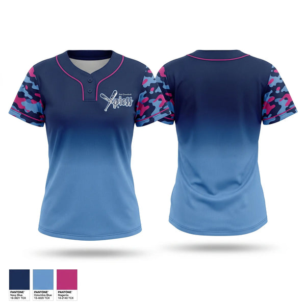 Two Button Softball Jersey, EG Xpress, Softball, Teamtime, Team time, sublimation, custom sports apparel, team uniforms, spirit wear, spiritwear, sports uniforms, custom shirts, team store, custom team store, fundraiser sports, apparel fundraiser