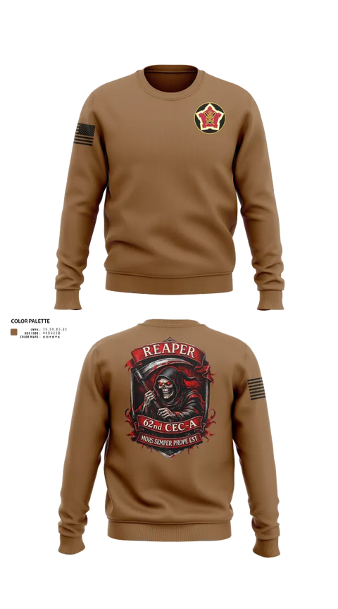 Crew Neck Sweatshirt, 62ND CEC-A, Army, Teamtime, Team time, sublimation, custom sports apparel, team uniforms, spirit wear, spiritwear, sports uniforms, custom shirts, team store, custom team store, fundraiser sports, apparel fundraiser