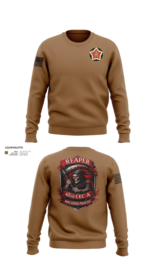 Crew Neck Sweatshirt, 62ND CEC-A, Army, Teamtime, Team time, sublimation, custom sports apparel, team uniforms, spirit wear, spiritwear, sports uniforms, custom shirts, team store, custom team store, fundraiser sports, apparel fundraiser
