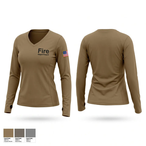 Womens Long Sleeve Vneck Shirt, Fire department, Fire Department, Teamtime, Team time, sublimation, custom sports apparel, team uniforms, spirit wear, spiritwear, sports uniforms, custom shirts, team store, custom team store, fundraiser sports, apparel fundraiser