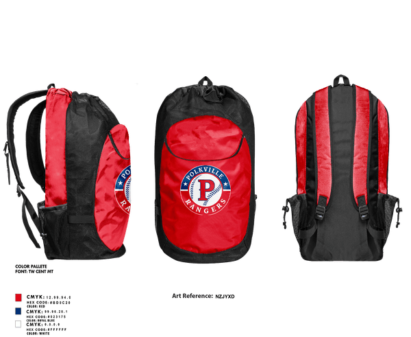 Gear Bag, Polkville Rangers, Baseball, Teamtime, Team time, sublimation, custom sports apparel, team uniforms, spirit wear, spiritwear, sports uniforms, custom shirts, team store, custom team store, fundraiser sports, apparel fundraiser