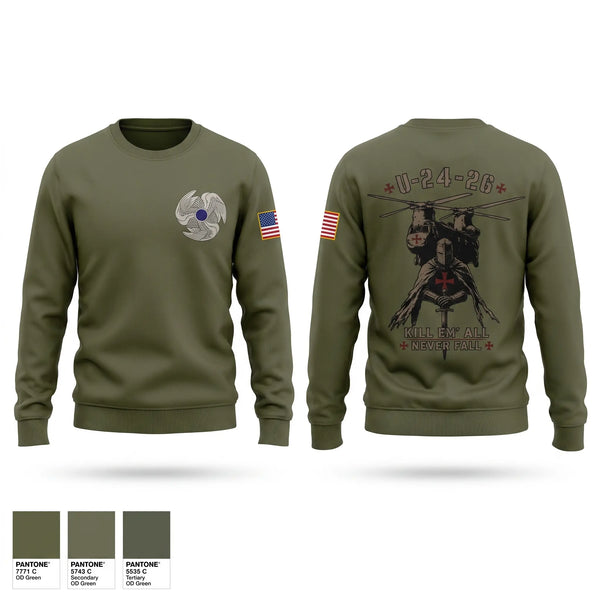 Crew Neck Sweatshirt, U-24, Army, Teamtime, Team time, sublimation, custom sports apparel, team uniforms, spirit wear, spiritwear, sports uniforms, custom shirts, team store, custom team store, fundraiser sports, apparel fundraiser