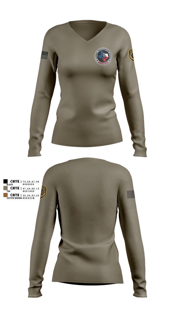 Womens Long Sleeve Vneck Shirt, Robstown Police Department, Police, Teamtime, Team time, sublimation, custom sports apparel, team uniforms, spirit wear, spiritwear, sports uniforms, custom shirts, team store, custom team store, fundraiser sports, apparel fundraiser