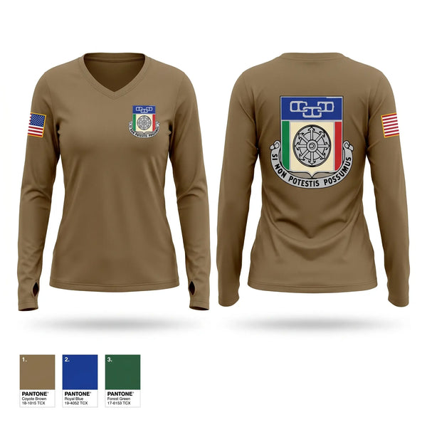 Womens Long Sleeve Vneck Shirt, 244th QUARTERMASTER BATTALION, Army, Teamtime, Team time, sublimation, custom sports apparel, team uniforms, spirit wear, spiritwear, sports uniforms, custom shirts, team store, custom team store, fundraiser sports, apparel fundraiser