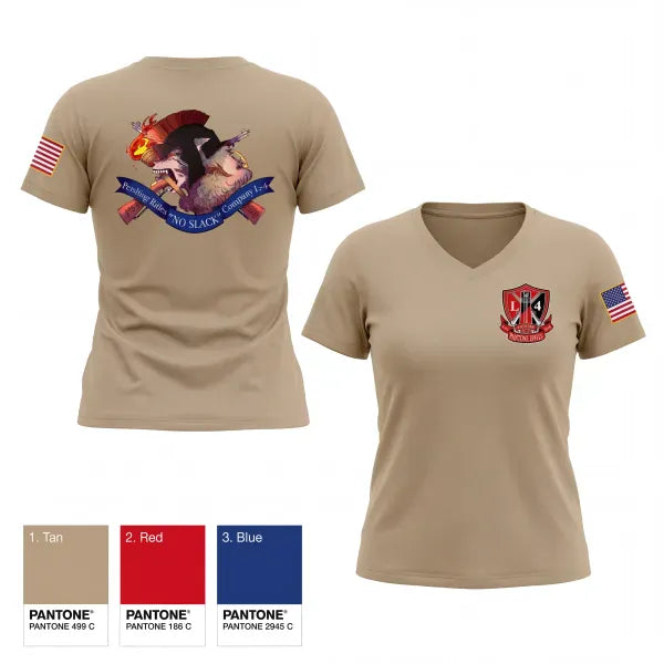 Womens Short Sleeve Vneck Shirt, Pershing Rifles, Company L-4, Army, Teamtime, Team time, sublimation, custom sports apparel, team uniforms, spirit wear, spiritwear, sports uniforms, custom shirts, team store, custom team store, fundraiser sports, apparel fundraiser