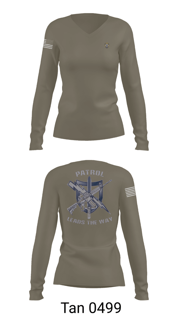Womens Long Sleeve Vneck Shirt, Alexander City Police Department, Police, Teamtime, Team time, sublimation, custom sports apparel, team uniforms, spirit wear, spiritwear, sports uniforms, custom shirts, team store, custom team store, fundraiser sports, apparel fundraiser