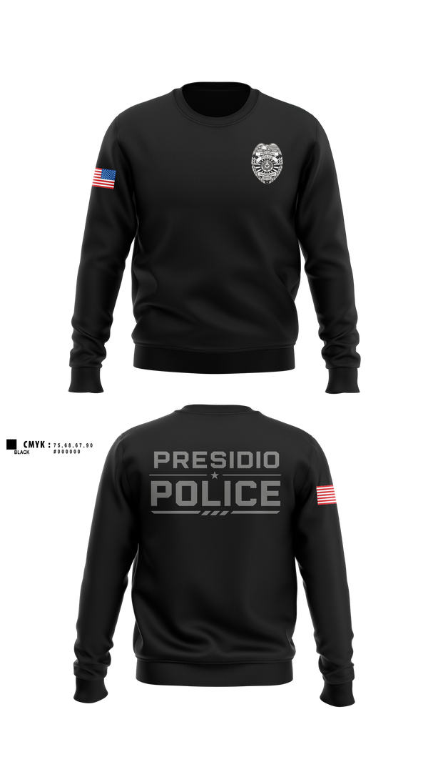 Crew Neck Sweatshirt, Presidio Police Department, Police, Teamtime, Team time, sublimation, custom sports apparel, team uniforms, spirit wear, spiritwear, sports uniforms, custom shirts, team store, custom team store, fundraiser sports, apparel fundraiser
