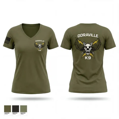 Womens Short Sleeve Vneck Shirt, Doraville K9, Police, Teamtime, Team time, sublimation, custom sports apparel, team uniforms, spirit wear, spiritwear, sports uniforms, custom shirts, team store, custom team store, fundraiser sports, apparel fundraiser