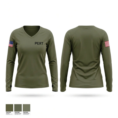 Womens Long Sleeve Vneck Shirt, PERT, Marines, Teamtime, Team time, sublimation, custom sports apparel, team uniforms, spirit wear, spiritwear, sports uniforms, custom shirts, team store, custom team store, fundraiser sports, apparel fundraiser