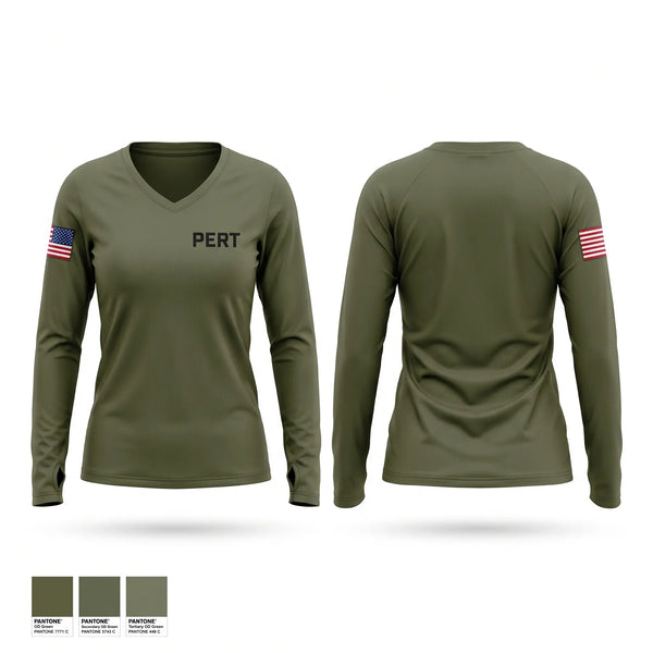 Womens Long Sleeve Vneck Shirt, PERT, Marines, Teamtime, Team time, sublimation, custom sports apparel, team uniforms, spirit wear, spiritwear, sports uniforms, custom shirts, team store, custom team store, fundraiser sports, apparel fundraiser