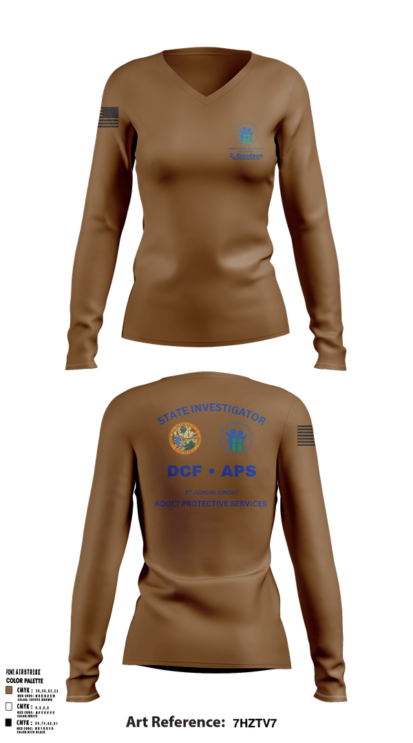 Womens Long Sleeve Vneck Shirt, Adult Protective Services, EMS/EMT, Teamtime, Team time, sublimation, custom sports apparel, team uniforms, spirit wear, spiritwear, sports uniforms, custom shirts, team store, custom team store, fundraiser sports, apparel fundraiser