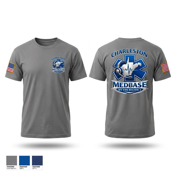 Old School Cotton Feel Shirt, Charleston MEDBASE, EMS/EMT, Teamtime, Team time, sublimation, custom sports apparel, team uniforms, spirit wear, spiritwear, sports uniforms, custom shirts, team store, custom team store, fundraiser sports, apparel fundraiser