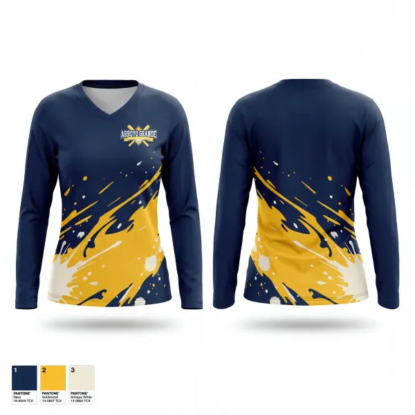Womens Long Sleeve Vneck Shirt, Arroyo Grande Valley Little League, Baseball, Teamtime, Team time, sublimation, custom sports apparel, team uniforms, spirit wear, spiritwear, sports uniforms, custom shirts, team store, custom team store, fundraiser sports, apparel fundraiser