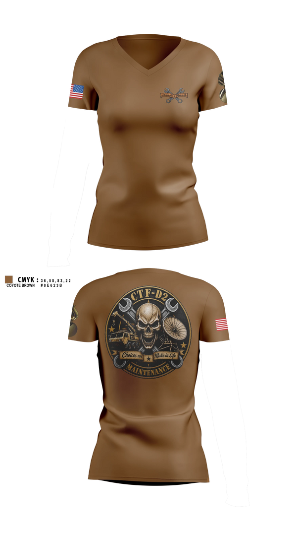 Womens Short Sleeve Vneck Shirt, CTF D-2, Army, Teamtime, Team time, sublimation, custom sports apparel, team uniforms, spirit wear, spiritwear, sports uniforms, custom shirts, team store, custom team store, fundraiser sports, apparel fundraiser