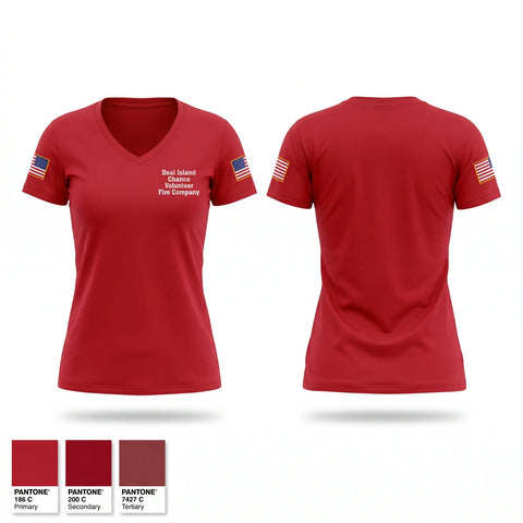 Womens Short Sleeve Vneck Shirt, Deal Island Chance Volunteer Fire Company, Fire Department, Teamtime, Team time, sublimation, custom sports apparel, team uniforms, spirit wear, spiritwear, sports uniforms, custom shirts, team store, custom team store, fundraiser sports, apparel fundraiser