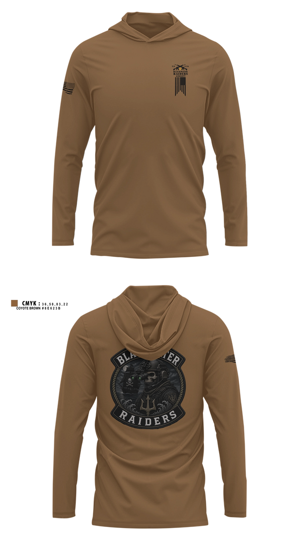 Long Sleeve hooded sunshirt, Blackwater Raiders Airsoft, Marines, Teamtime, Team time, sublimation, custom sports apparel, team uniforms, spirit wear, spiritwear, sports uniforms, custom shirts, team store, custom team store, fundraiser sports, apparel fundraiser