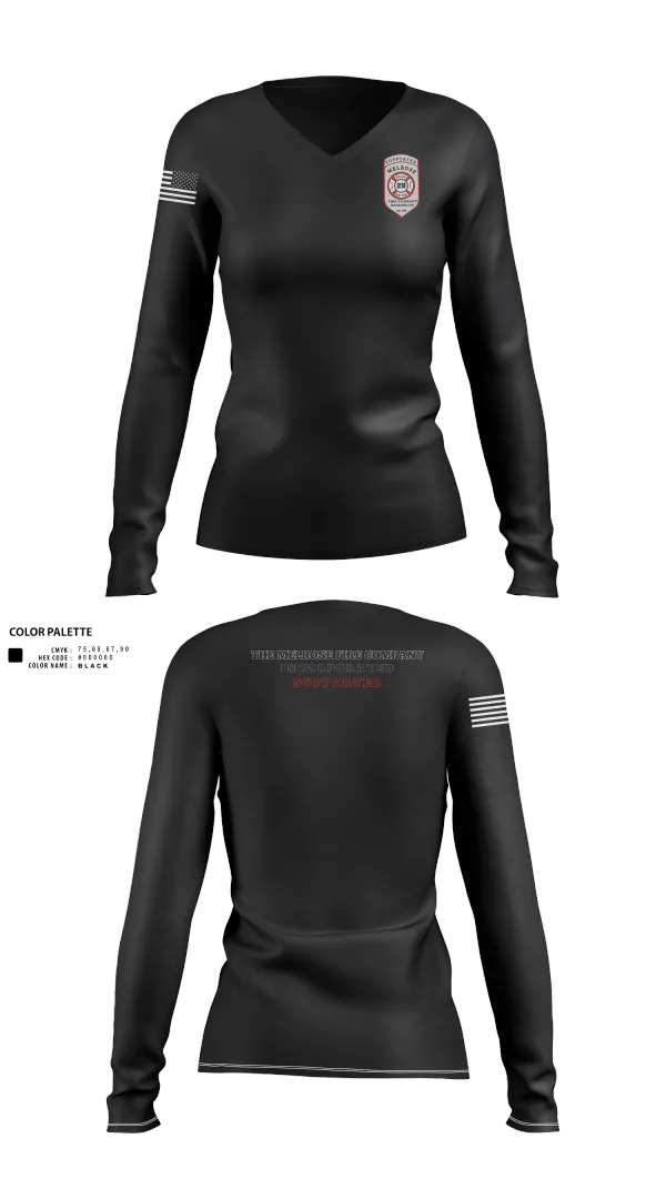 Womens Long Sleeve Vneck Shirt, The Melrose Fire Company Incorporated, , Teamtime, Team time, sublimation, custom sports apparel, team uniforms, spirit wear, spiritwear, sports uniforms, custom shirts, team store, custom team store, fundraiser sports, apparel fundraiser
