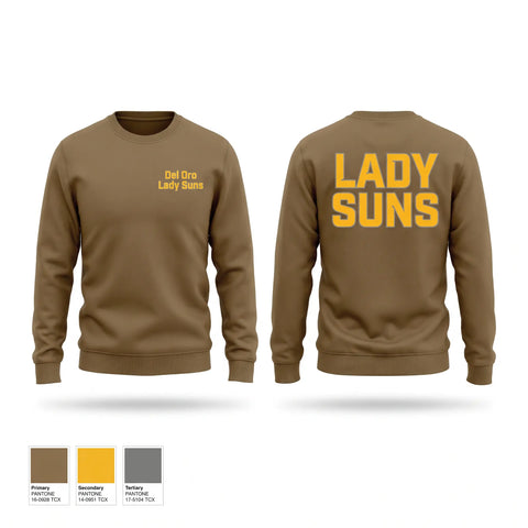 Crew Neck Sweatshirt, Del Oro Lady Suns, Softball, Teamtime, Team time, sublimation, custom sports apparel, team uniforms, spirit wear, spiritwear, sports uniforms, custom shirts, team store, custom team store, fundraiser sports, apparel fundraiser