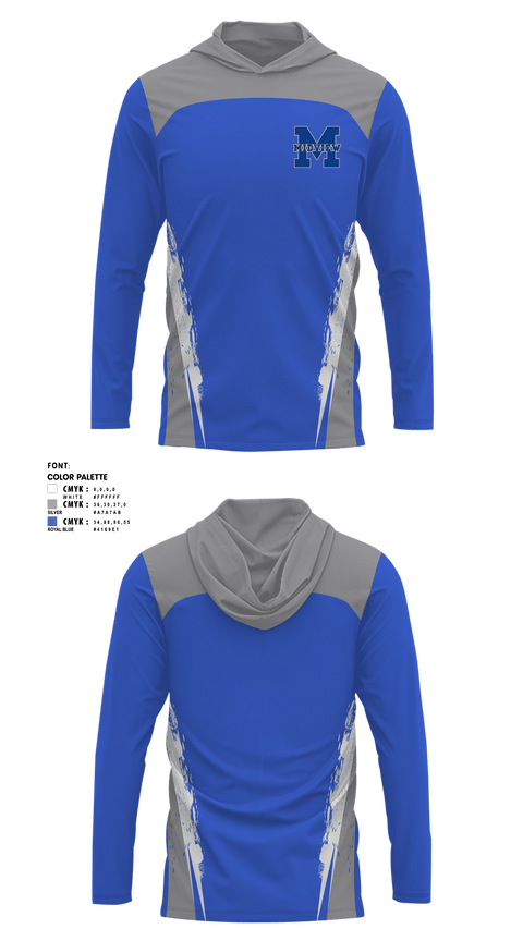 Long Sleeve Hooded Sun Shirt, Midview Middies, Cheer, Teamtime, Team time, sublimation, custom sports apparel, team uniforms, spirit wear, spiritwear, sports uniforms, custom shirts, team store, custom team store, fundraiser sports, apparel fundraiser