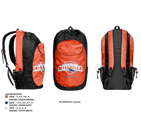 Gear Bag, Millville Thunderbolts Field Hockey, Field Hockey, Teamtime, Team time, sublimation, custom sports apparel, team uniforms, spirit wear, spiritwear, sports uniforms, custom shirts, team store, custom team store, fundraiser sports, apparel fundraiser