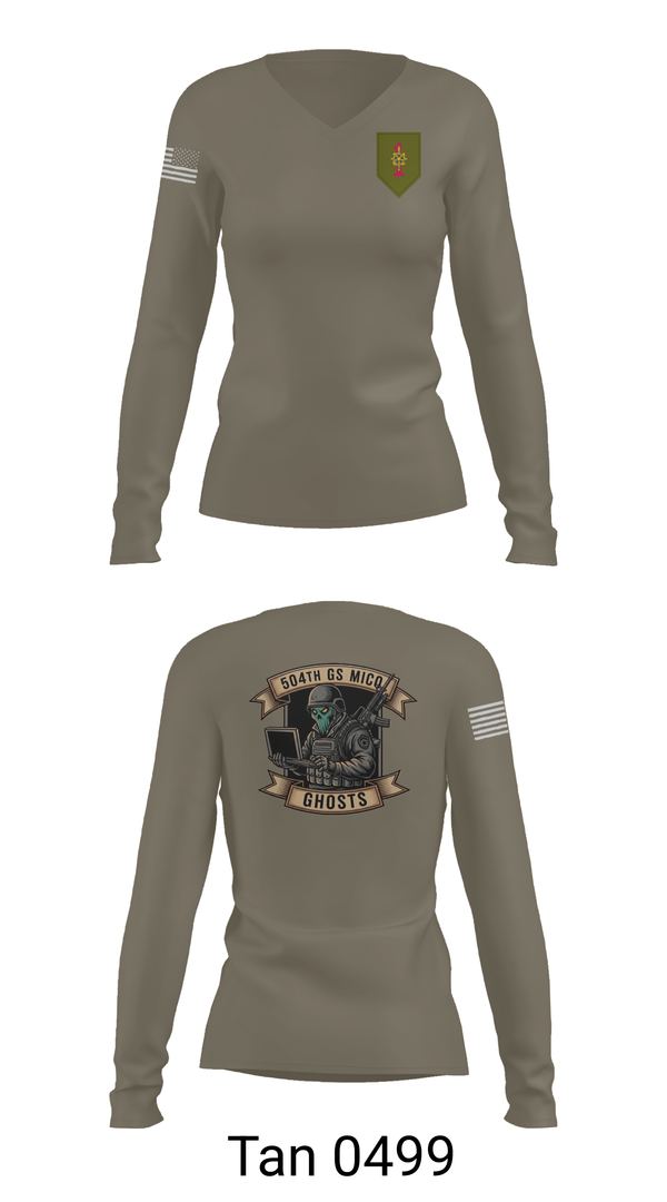 Womens Long Sleeve Vneck Shirt, 504th GS MICO, , Teamtime, Team time, sublimation, custom sports apparel, team uniforms, spirit wear, spiritwear, sports uniforms, custom shirts, team store, custom team store, fundraiser sports, apparel fundraiser