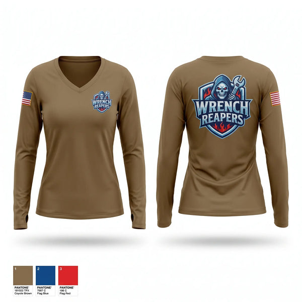 Womens Long Sleeve Vneck Shirt, 539th CTC, Army, Teamtime, Team time, sublimation, custom sports apparel, team uniforms, spirit wear, spiritwear, sports uniforms, custom shirts, team store, custom team store, fundraiser sports, apparel fundraiser