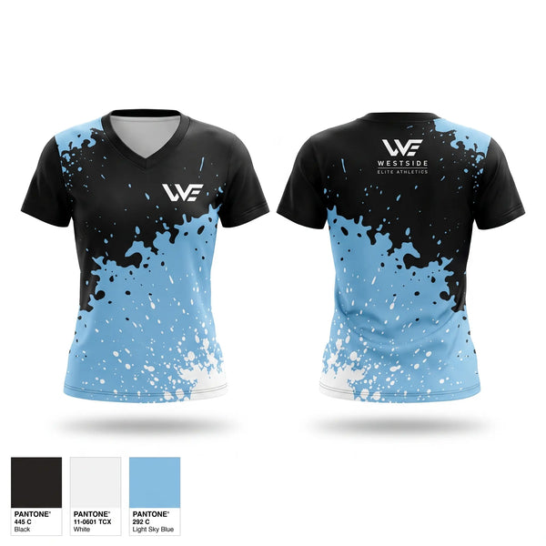 Womens Short Sleeve Vneck Shirt, Westside Elite Athletics, Spirit Store, Teamtime, Team time, sublimation, custom sports apparel, team uniforms, spirit wear, spiritwear, sports uniforms, custom shirts, team store, custom team store, fundraiser sports, apparel fundraiser