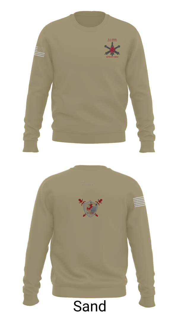 Crew Neck Sweatshirt, 5-4 ADAR, Army, Teamtime, Team time, sublimation, custom sports apparel, team uniforms, spirit wear, spiritwear, sports uniforms, custom shirts, team store, custom team store, fundraiser sports, apparel fundraiser