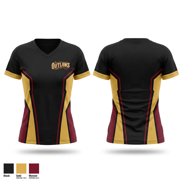 Womens Short Sleeve Vneck Shirt, Outlaws, Softball, Teamtime, Team time, sublimation, custom sports apparel, team uniforms, spirit wear, spiritwear, sports uniforms, custom shirts, team store, custom team store, fundraiser sports, apparel fundraiser