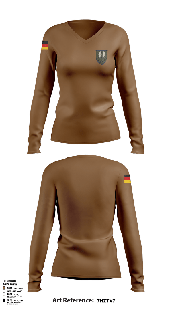 Womens Long Sleeve Vneck Shirt, 4./PuPiBtl.1 FFB Zg., , Teamtime, Team time, sublimation, custom sports apparel, team uniforms, spirit wear, spiritwear, sports uniforms, custom shirts, team store, custom team store, fundraiser sports, apparel fundraiser
