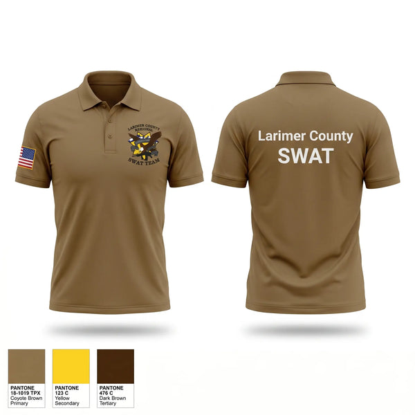 Short Sleeve Performance Polo, Larimer County Swat, Police, Teamtime, Team time, sublimation, custom sports apparel, team uniforms, spirit wear, spiritwear, sports uniforms, custom shirts, team store, custom team store, fundraiser sports, apparel fundraiser