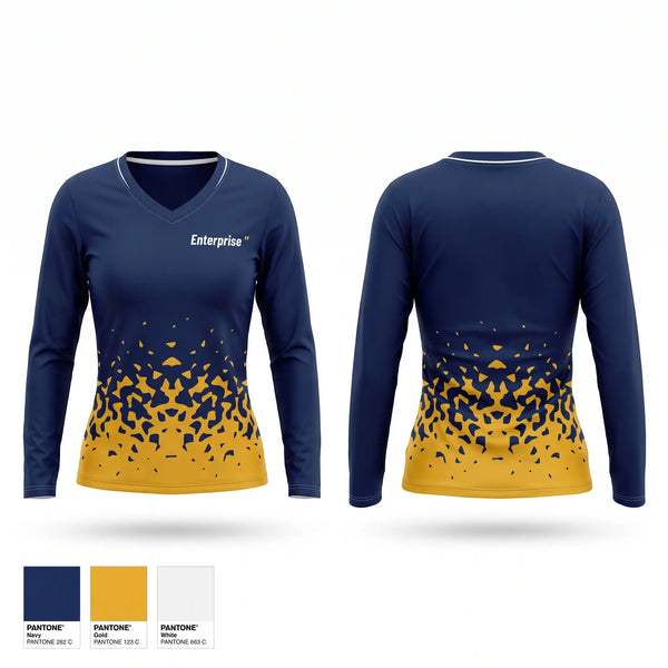 Womens Long Sleeve Vneck Shirt, Enterprise, Baseball, Teamtime, Team time, sublimation, custom sports apparel, team uniforms, spirit wear, spiritwear, sports uniforms, custom shirts, team store, custom team store, fundraiser sports, apparel fundraiser