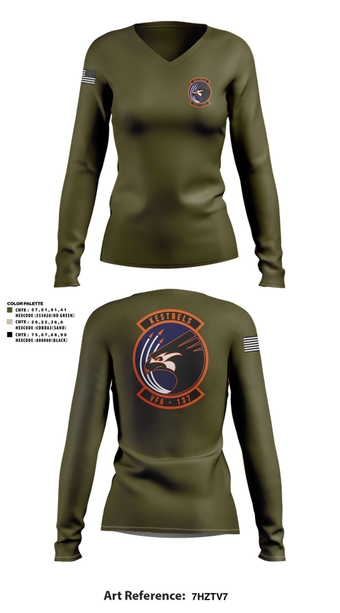 Womens Long Sleeve Vneck Shirt, Kestrels, Navy, Teamtime, Team time, sublimation, custom sports apparel, team uniforms, spirit wear, spiritwear, sports uniforms, custom shirts, team store, custom team store, fundraiser sports, apparel fundraiser