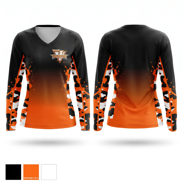 Womens Long Sleeve Vneck Shirt, Valley Thunder, Ice Hockey, Teamtime, Team time, sublimation, custom sports apparel, team uniforms, spirit wear, spiritwear, sports uniforms, custom shirts, team store, custom team store, fundraiser sports, apparel fundraiser