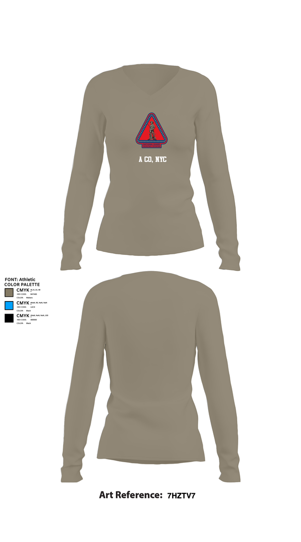 Womens Long Sleeve Vneck Shirt, A Co, NYC, , Teamtime, Team time, sublimation, custom sports apparel, team uniforms, spirit wear, spiritwear, sports uniforms, custom shirts, team store, custom team store, fundraiser sports, apparel fundraiser