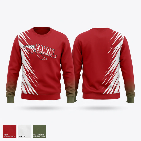 Crew Neck Sweatshirt, Erwin Warriors, Men's Soccer, Teamtime, Team time, sublimation, custom sports apparel, team uniforms, spirit wear, spiritwear, sports uniforms, custom shirts, team store, custom team store, fundraiser sports, apparel fundraiser