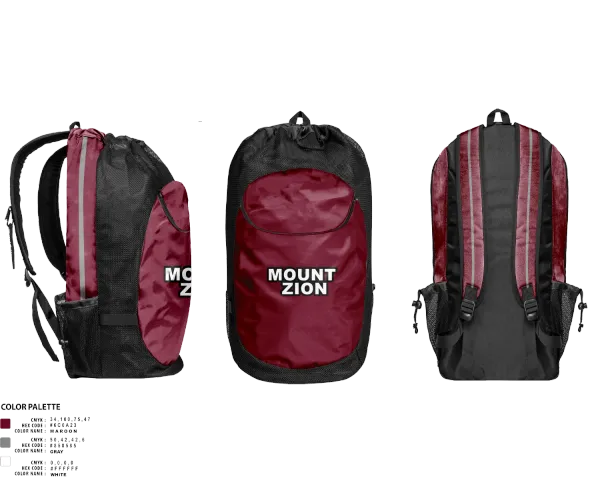 Gear Bag, Mount Zion, Men's Basketball, Teamtime, Team time, sublimation, custom sports apparel, team uniforms, spirit wear, spiritwear, sports uniforms, custom shirts, team store, custom team store, fundraiser sports, apparel fundraiser