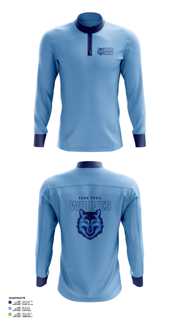 Quarter Zip Jacket, Echo Trail Wolfpack, Men's Basketball, Teamtime, Team time, sublimation, custom sports apparel, team uniforms, spirit wear, spiritwear, sports uniforms, custom shirts, team store, custom team store, fundraiser sports, apparel fundraiser