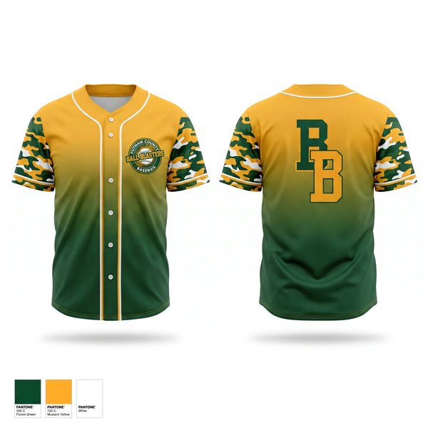 Full Button Baseball Jersey, Ball Blasters, Baseball, Teamtime, Team time, sublimation, custom sports apparel, team uniforms, spirit wear, spiritwear, sports uniforms, custom shirts, team store, custom team store, fundraiser sports, apparel fundraiser