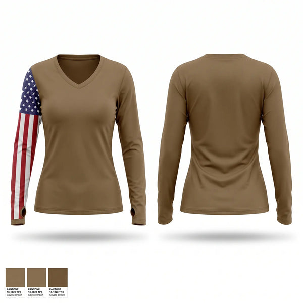 Womens Long Sleeve Vneck Shirt, Apt 12, Navy, Teamtime, Team time, sublimation, custom sports apparel, team uniforms, spirit wear, spiritwear, sports uniforms, custom shirts, team store, custom team store, fundraiser sports, apparel fundraiser