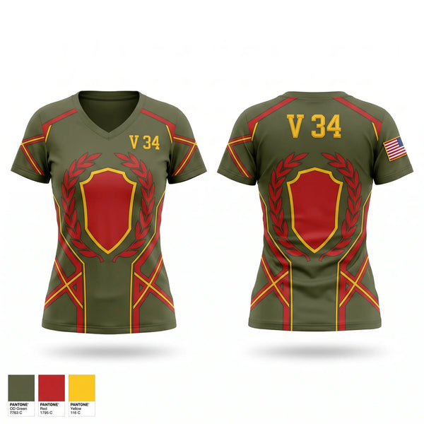Womens Short Sleeve Vneck Shirt, V 3/4, Marines, Teamtime, Team time, sublimation, custom sports apparel, team uniforms, spirit wear, spiritwear, sports uniforms, custom shirts, team store, custom team store, fundraiser sports, apparel fundraiser