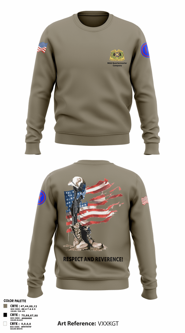 Crew Neck Sweatshirt, 962D QUARTERMASTER COMPANY (MORTUARY AFFAIRS), Army, Teamtime, Team time, sublimation, custom sports apparel, team uniforms, spirit wear, spiritwear, sports uniforms, custom shirts, team store, custom team store, fundraiser sports, apparel fundraiser